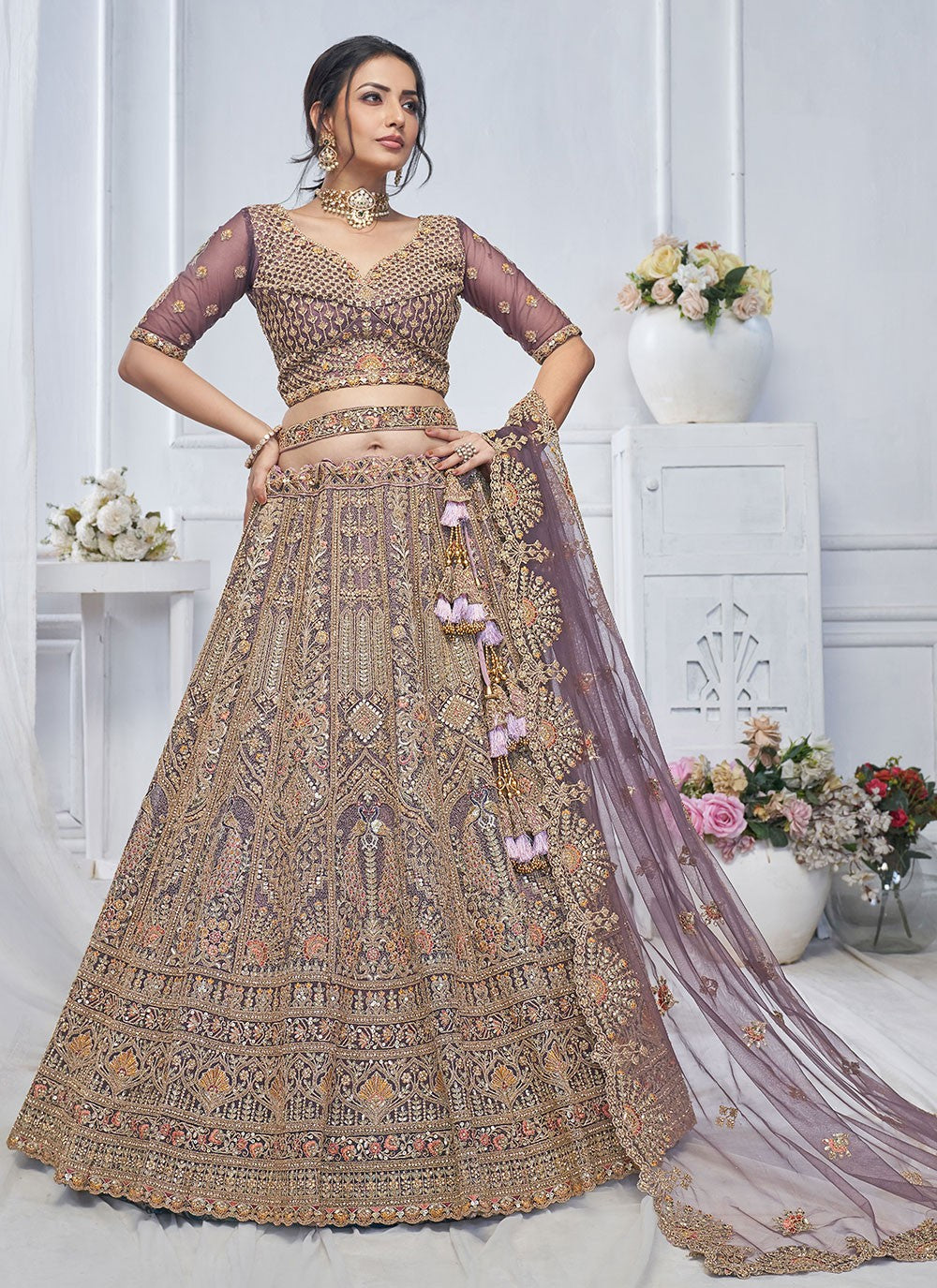 Embroidered Net A - Line Lehenga - L2762