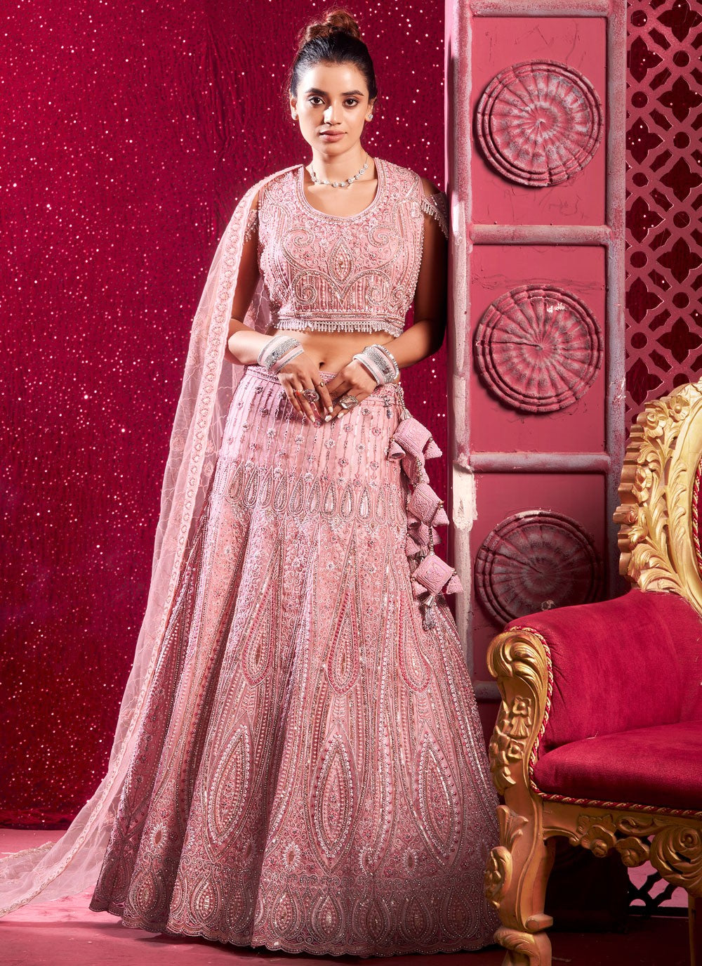 Aari Work Net Readymade Lehenga Choli - L2347