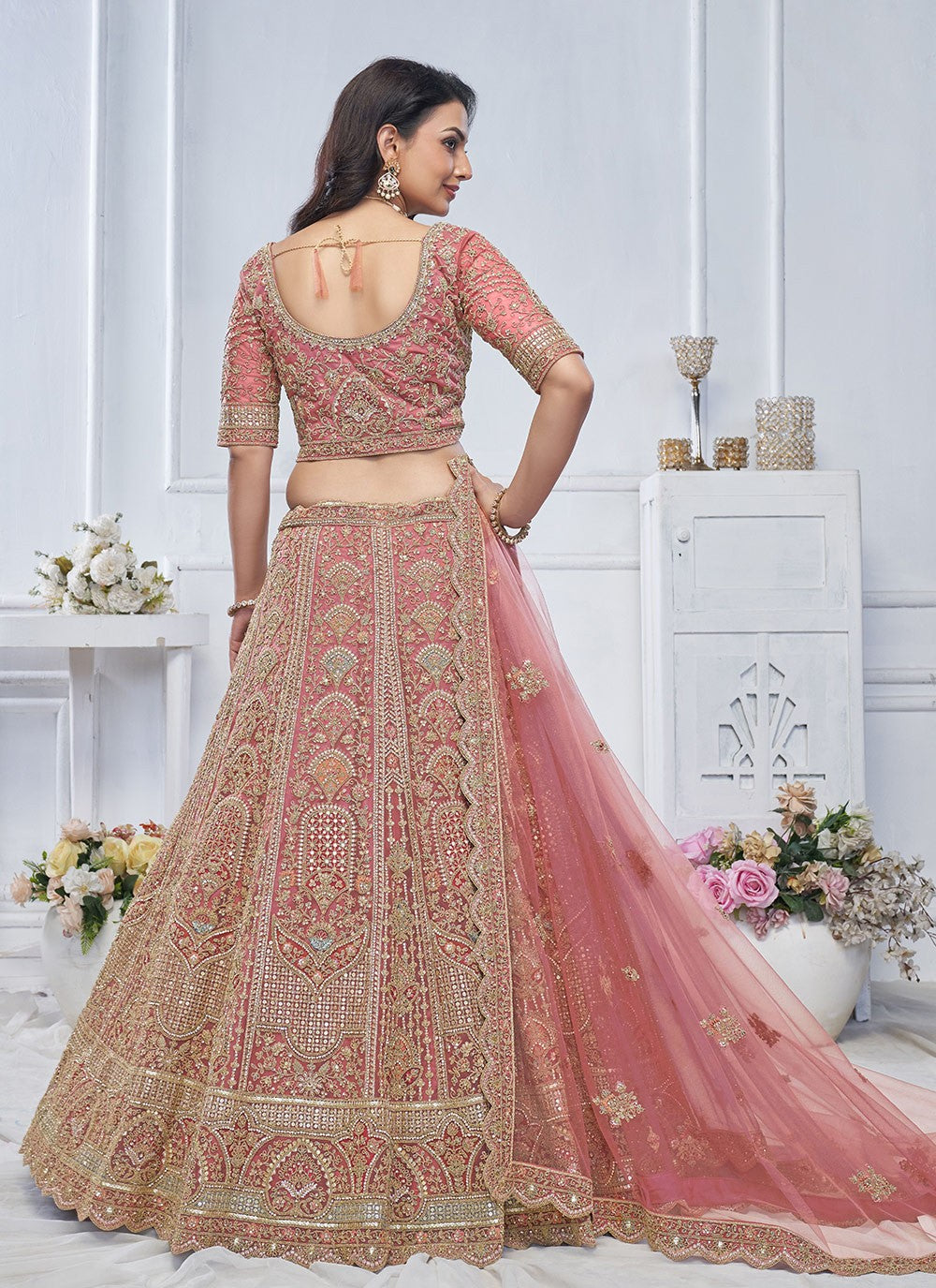 Embroidered Net A - Line Lehenga - L2825