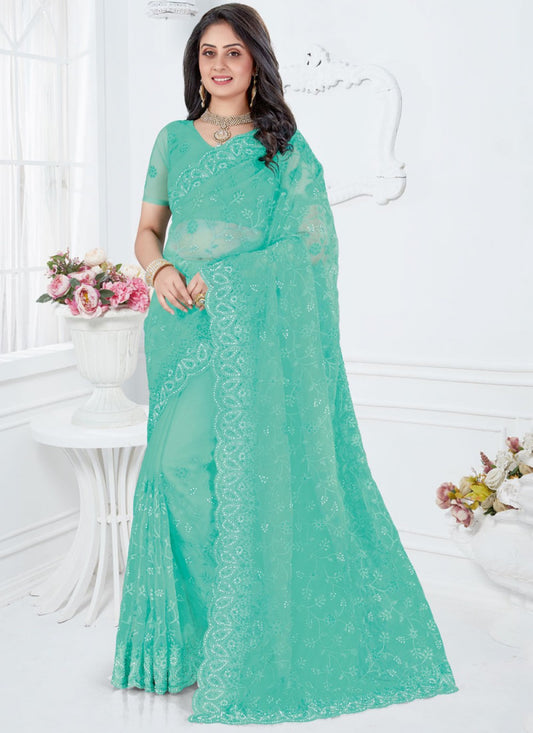 Classic Embroidered Net Saree - S0267