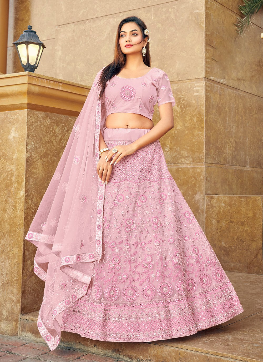 Embroidered Net A - Line Lehenga - L0941