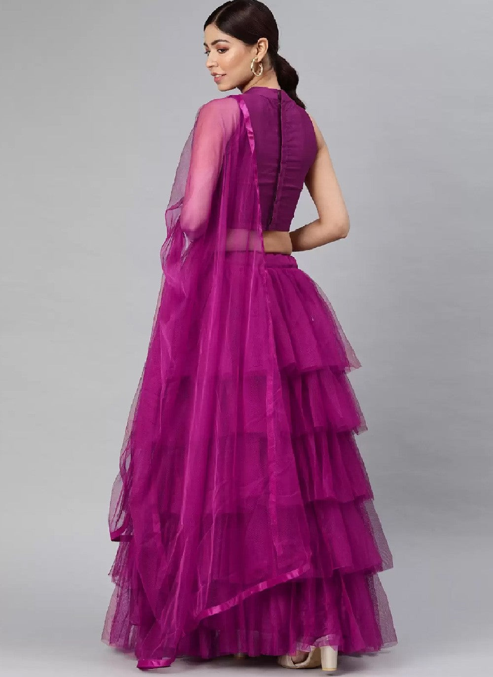 Ruffle Net A - Line Lehenga - L1118