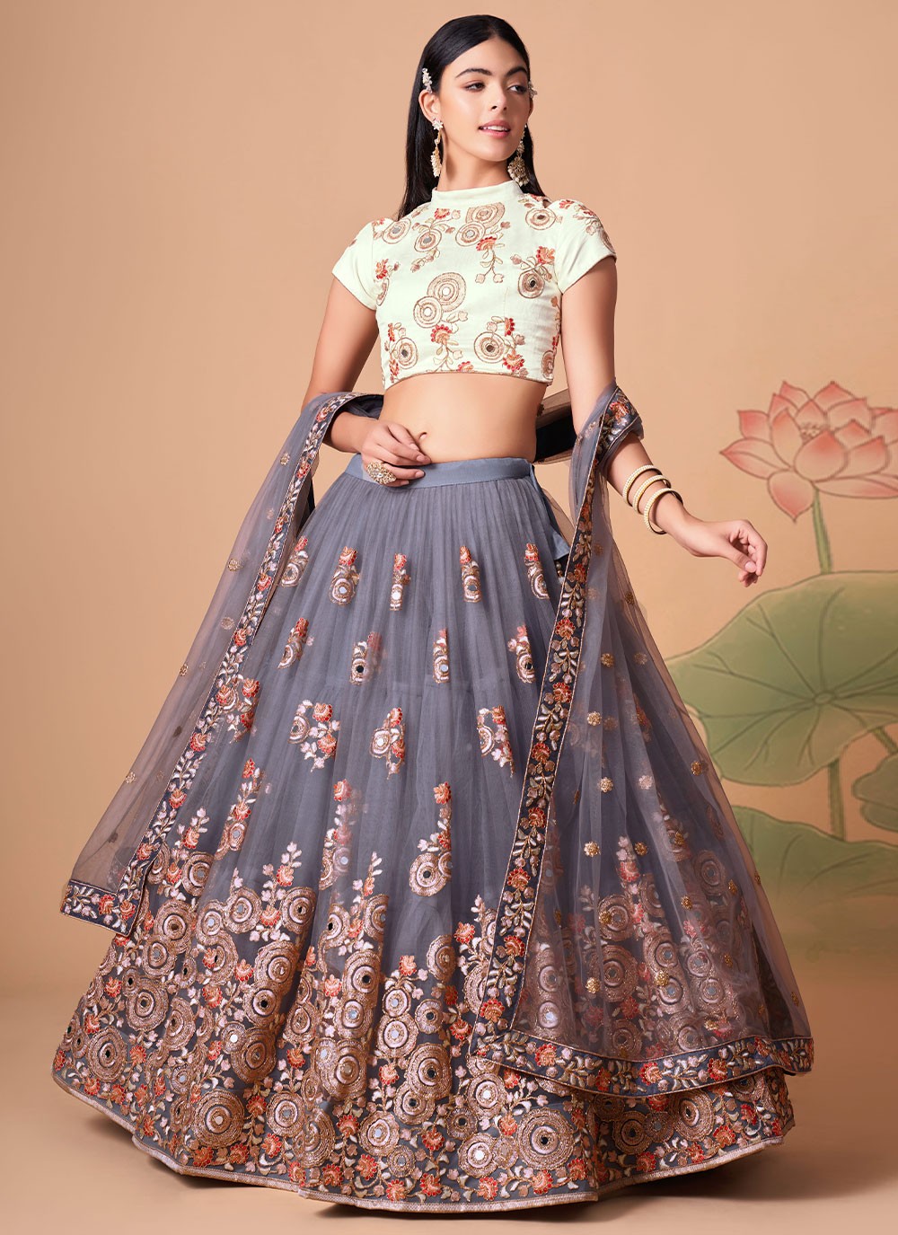 Dori Work Net A - Line Lehenga - L0777