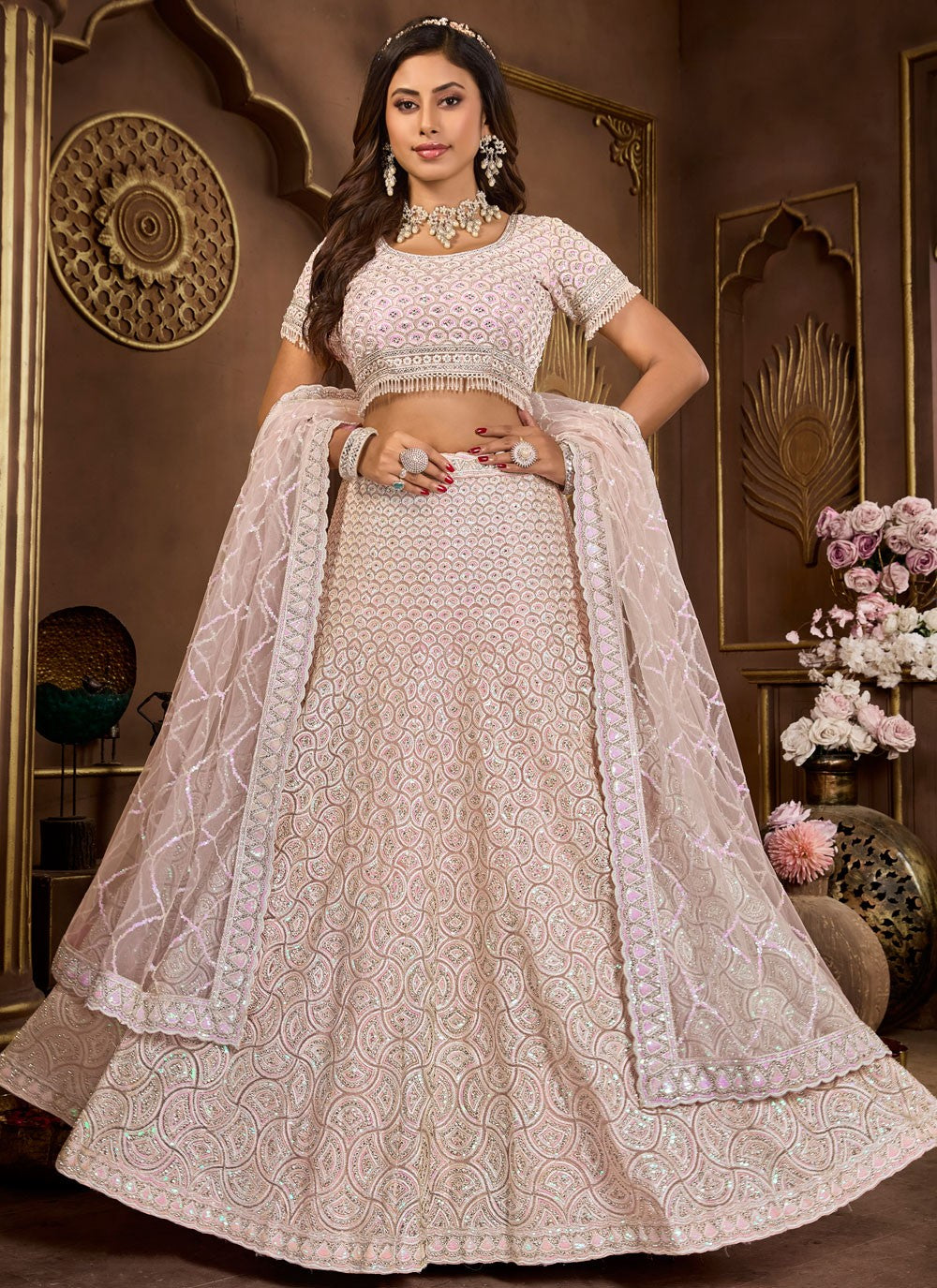 Embroidered Net Readymade Lehenga Choli - L2515