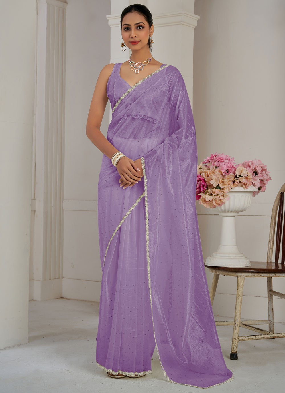 Classic Cutdana Net, Organza Saree - S10577