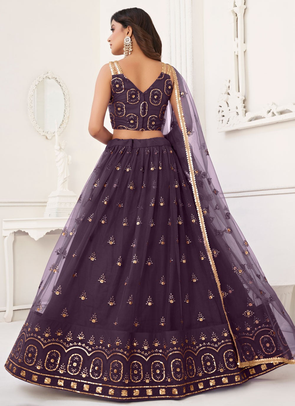 Embroidered Net A - Line Lehenga - L1589