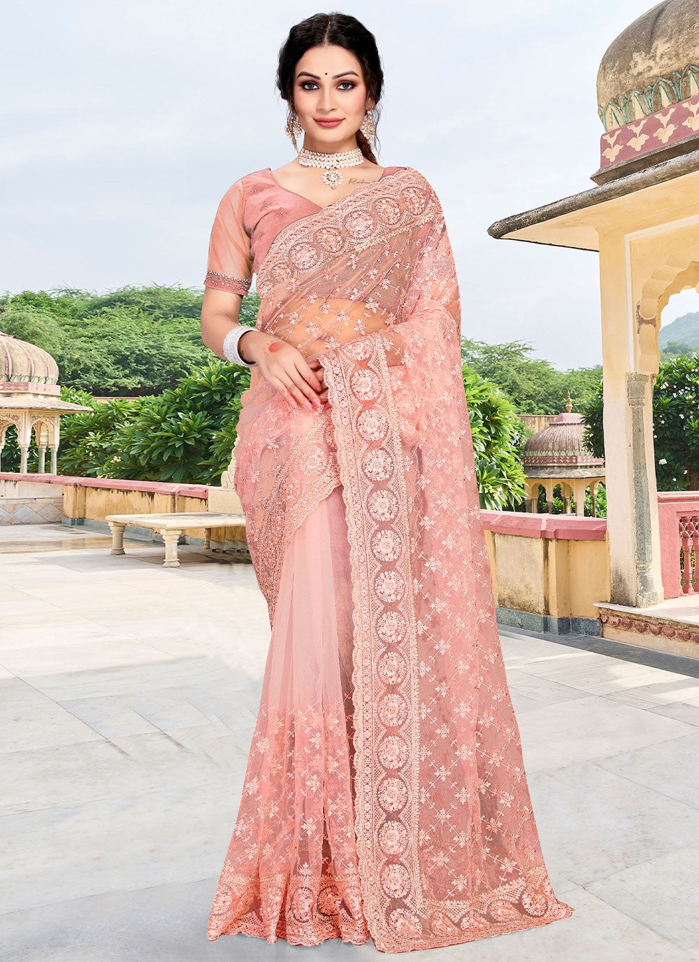 Classic Diamond Net Saree - S2403