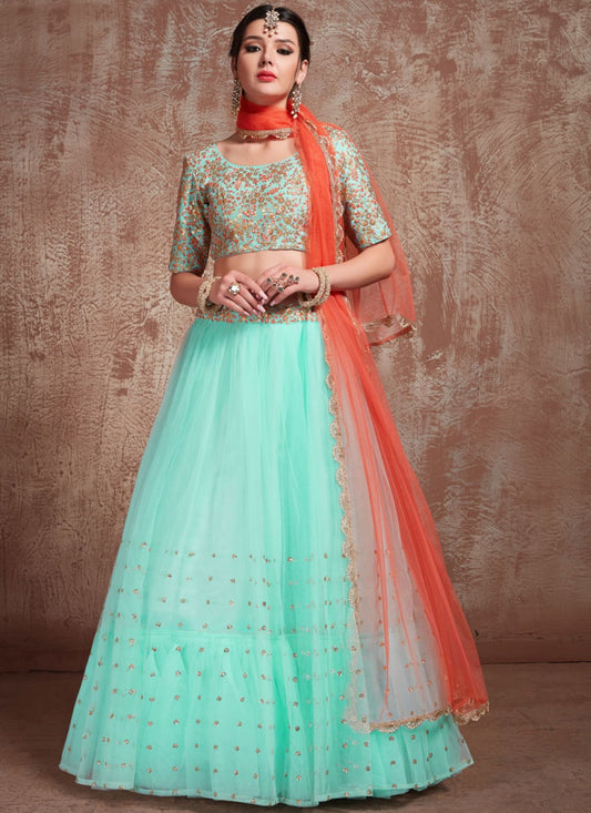 Sequins Net A - Line Lehenga - L0038