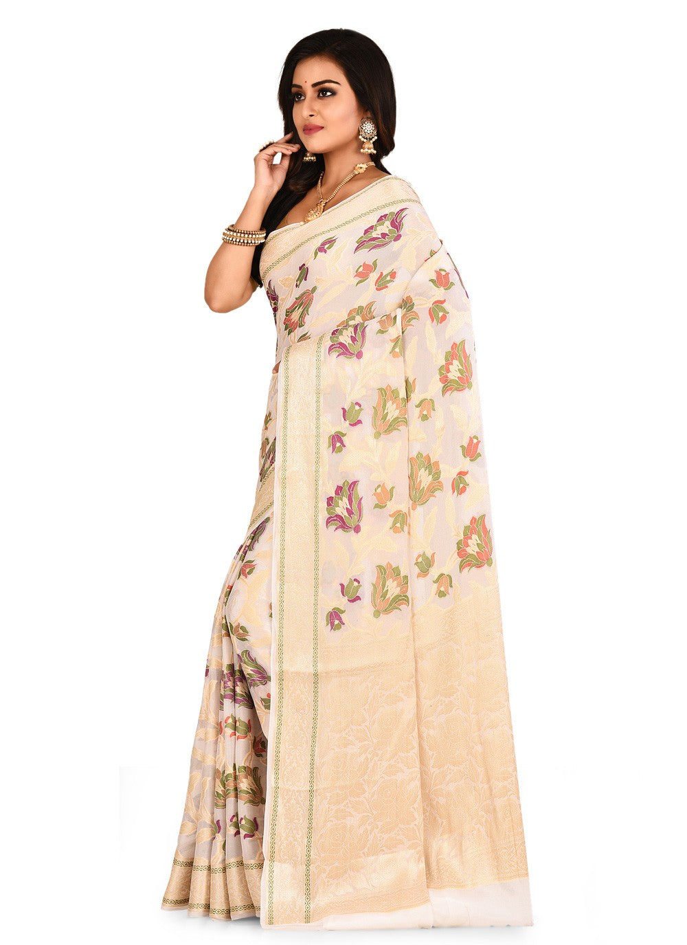 Contemporary Weaving Zari Banarasi Silk Saree - S0376