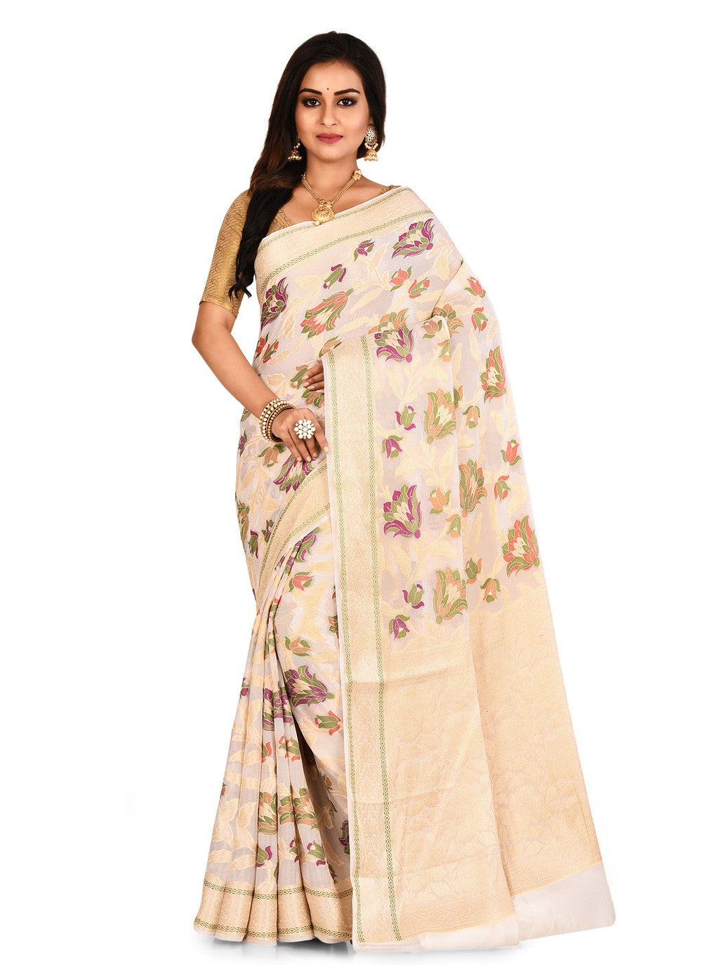 Contemporary Weaving Zari Banarasi Silk Saree - S0376