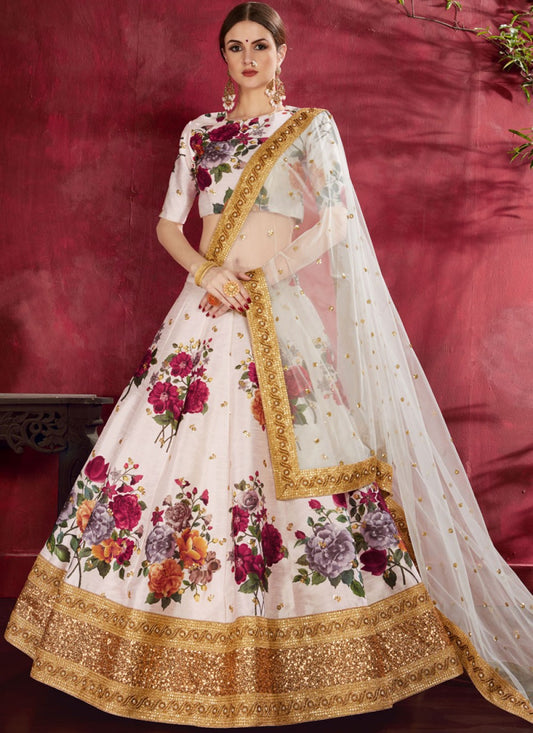 Embroidered Banglori Silk A - Line Lehenga - L0061