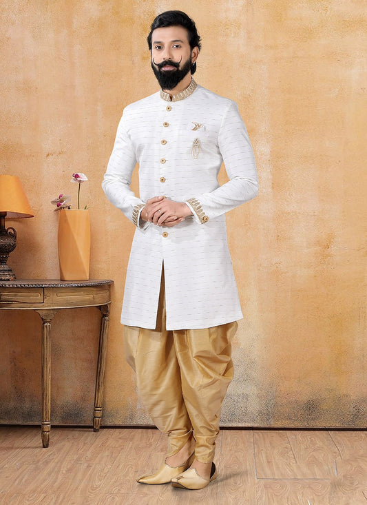 Fancy Work Fancy Fabric Off White Dhoti Kurta - M3365