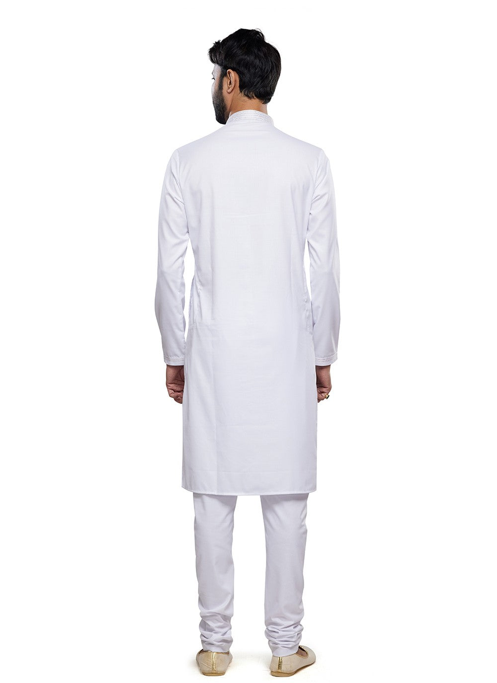 Plain Art Silk Off White Kurta Pyjama - M6748