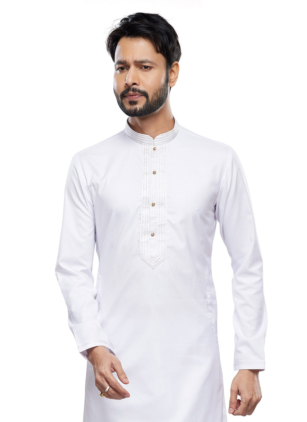 Plain Art Silk Off White Kurta Pyjama - M6748