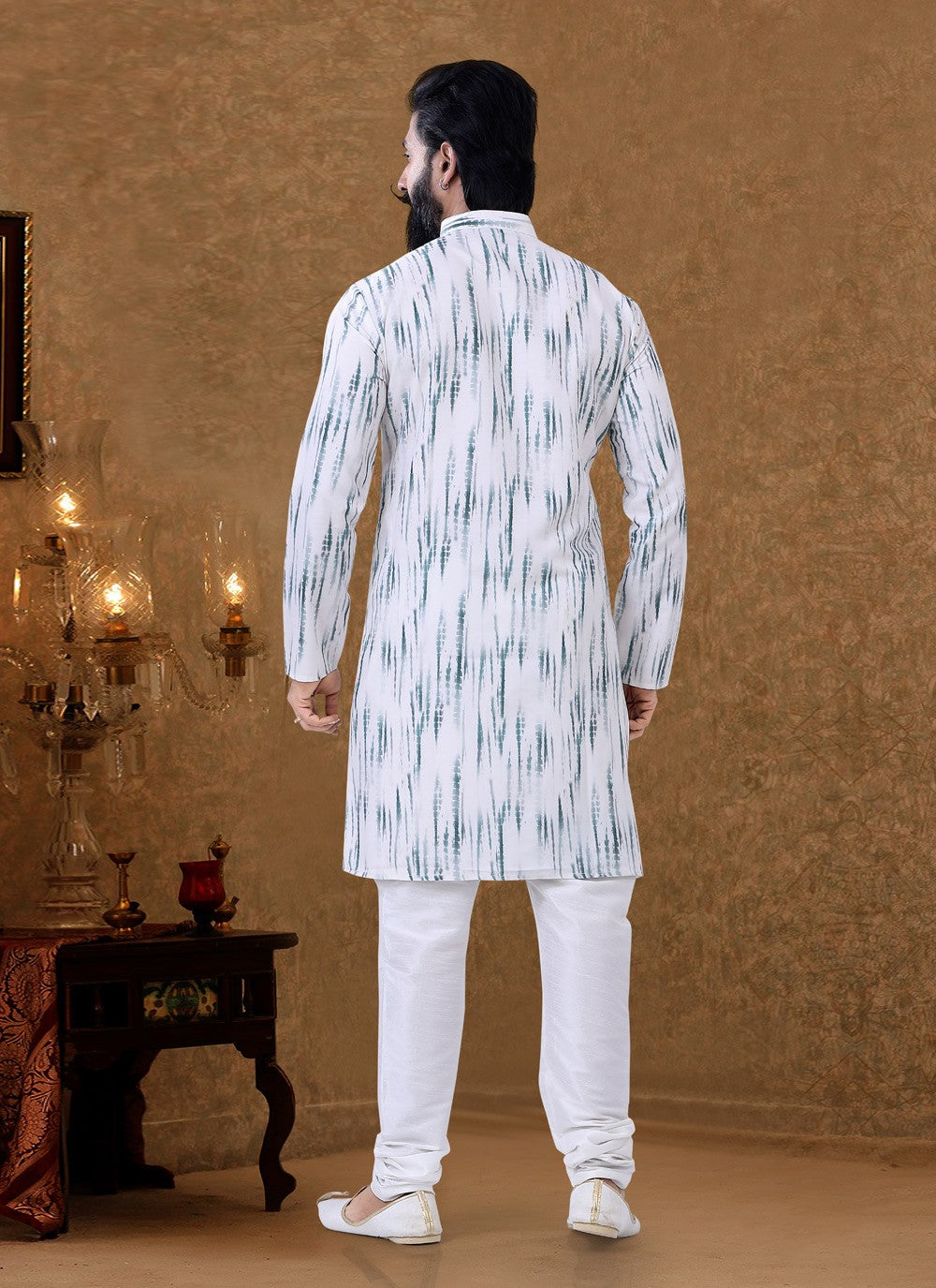 Digital Print Cotton Off White Kurta Pyjama - M3944