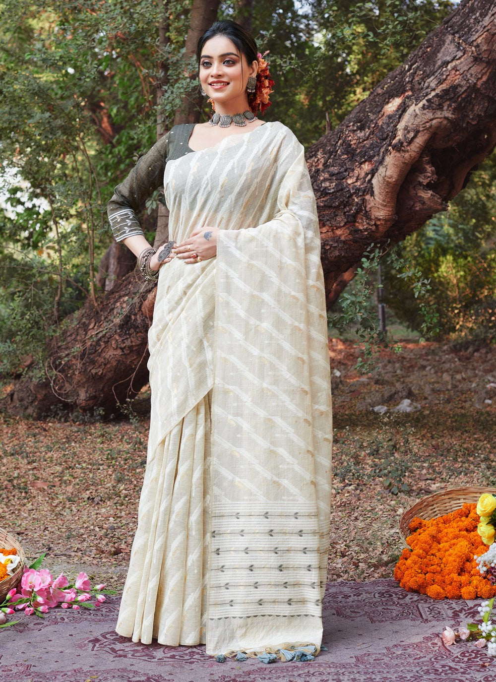 Traditional Thread Cotton Saree - S5941