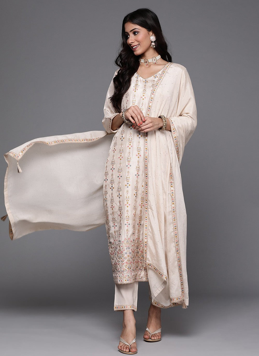 Chanderi , Viscose Pant Style Suit - T3500