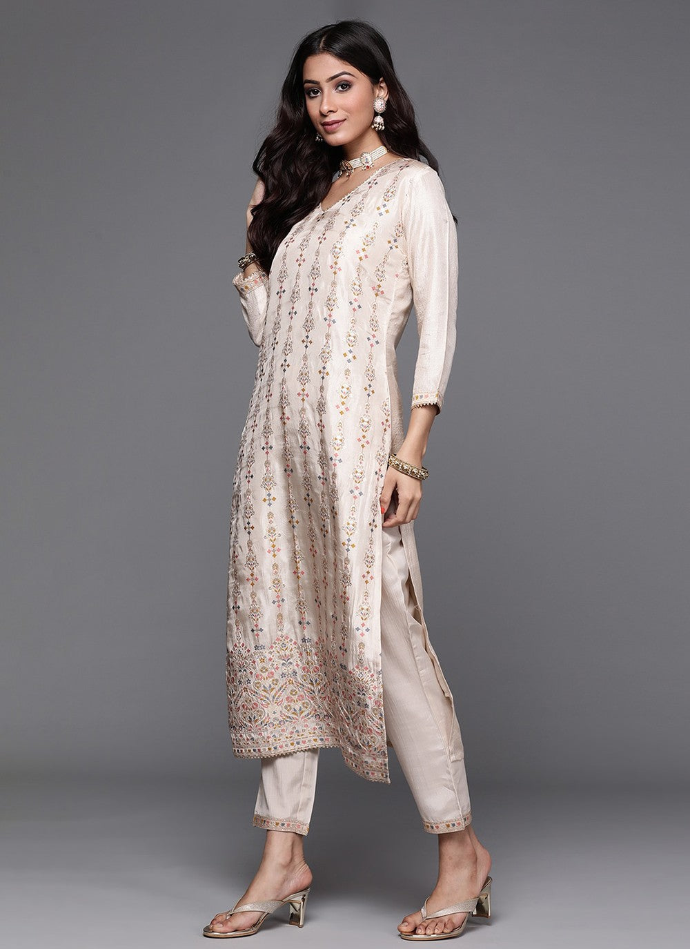 Chanderi , Viscose Pant Style Suit - T3500