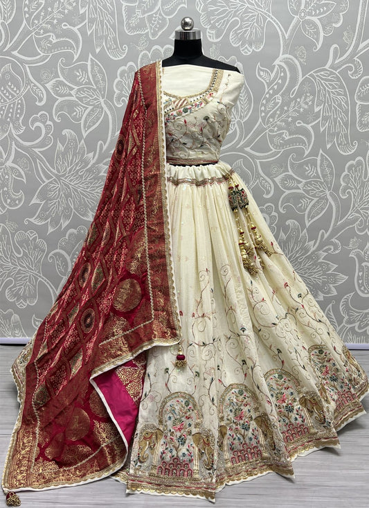 Embroidered Georgette A - Line Lehenga - L1177