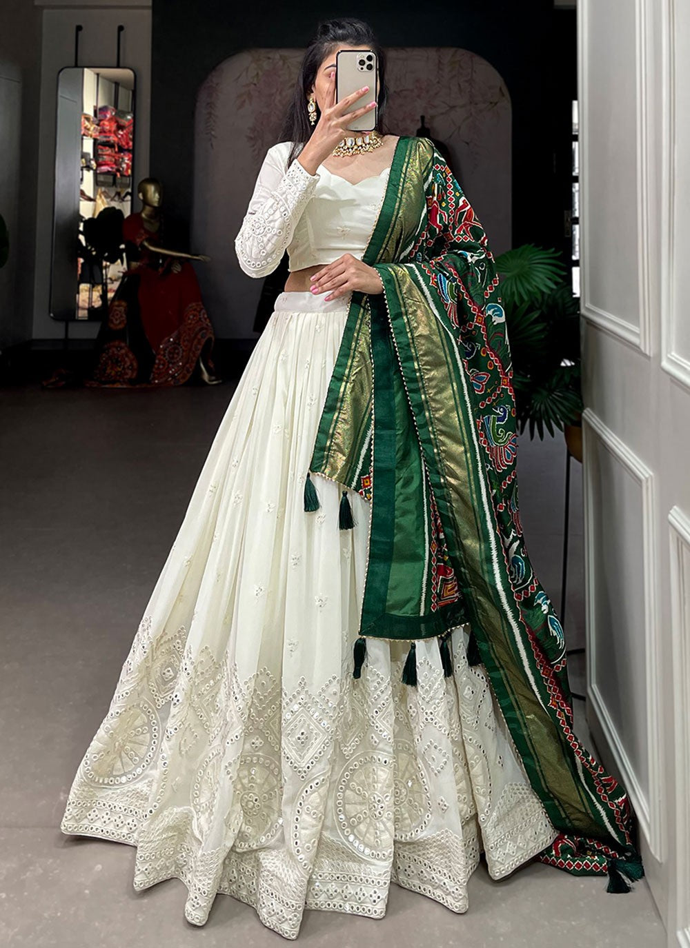 Lucknowi Work Georgette A - Line Lehenga - L2292