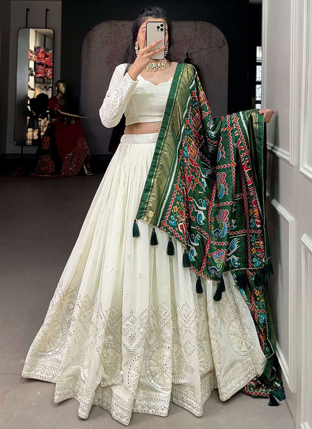 Lucknowi Work Georgette A - Line Lehenga - L2292