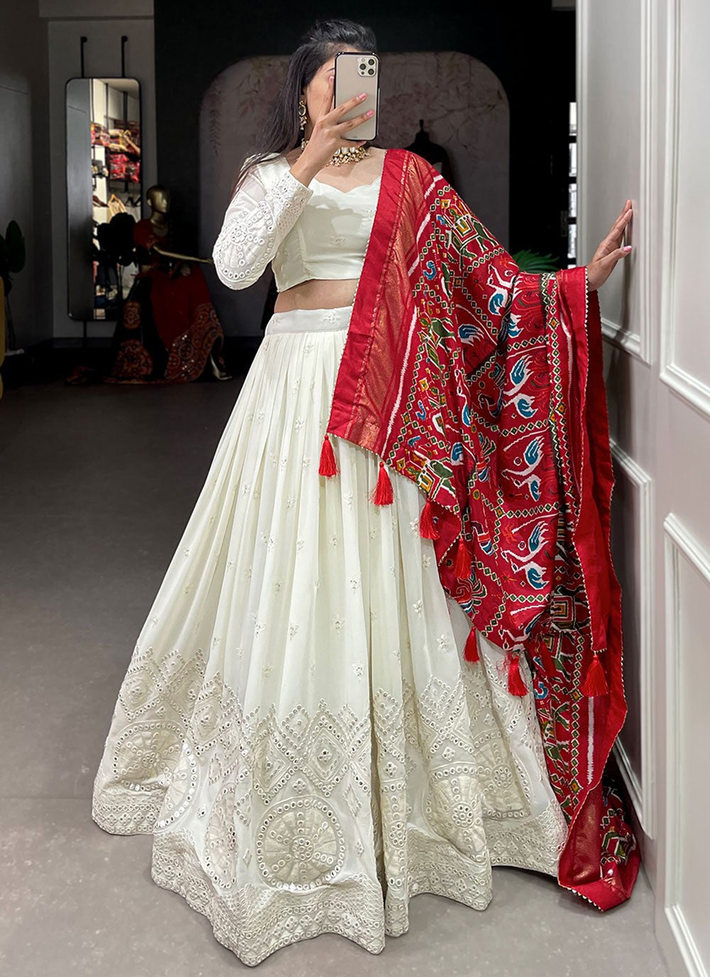 Lucknowi Work Georgette A - Line Lehenga - L2292