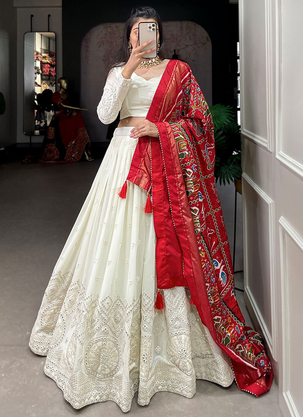 Lucknowi Work Georgette A - Line Lehenga - L2292