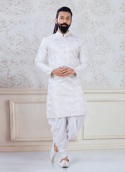 Woven Jacquard Off White Dhoti Kurta - M3100