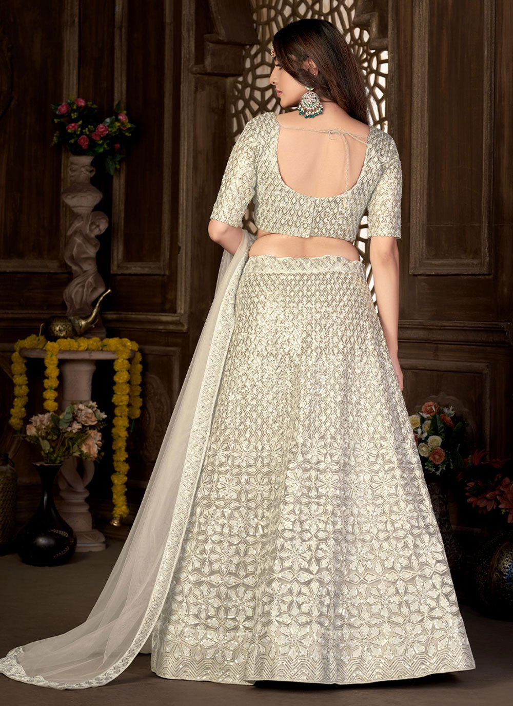 Embroidered Net A - Line Lehenga - L0702