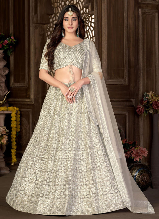 Embroidered Net A - Line Lehenga - L0702