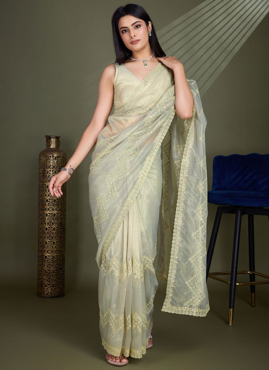 Classic Embroidered Net Saree - S8456