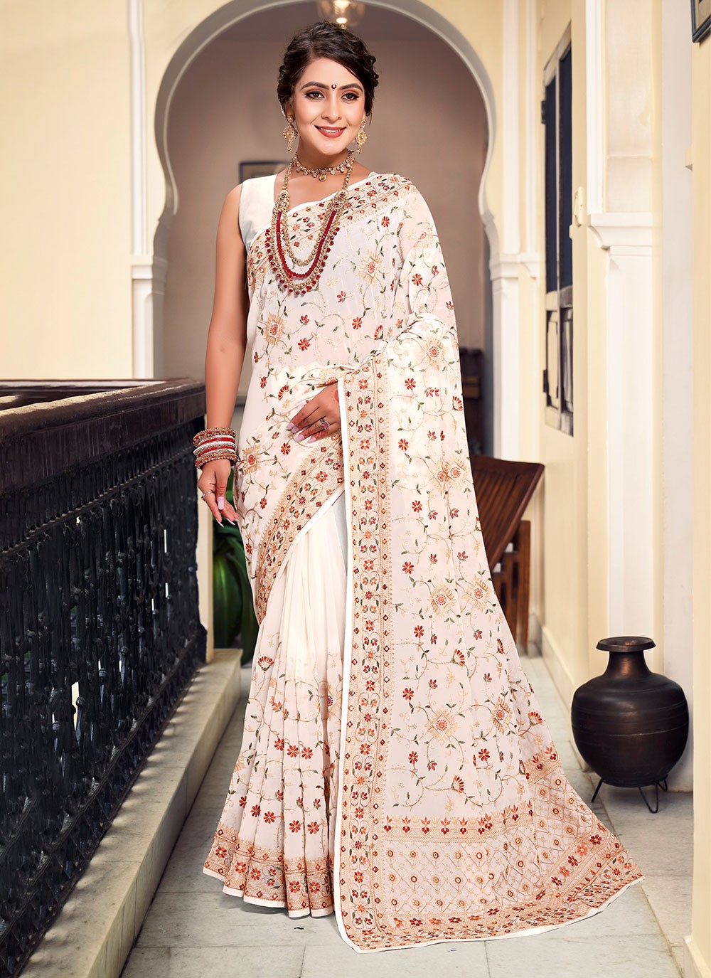 Classic Embroidered Georgette Saree - S4660