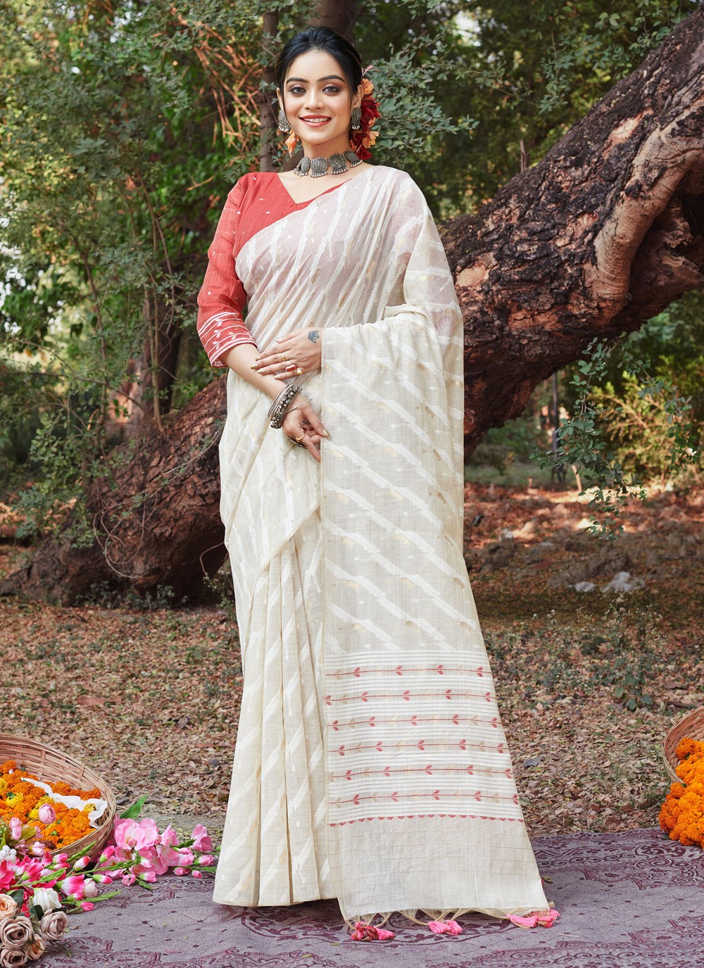 Traditional Thread Cotton Saree - S5941