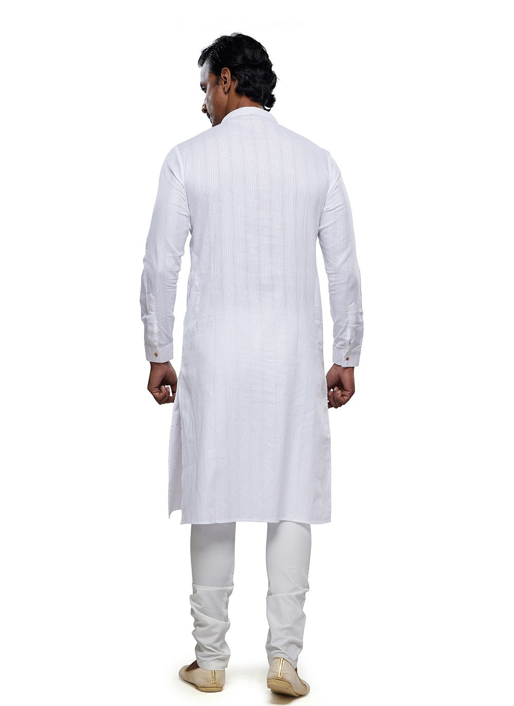 Printed Art Silk Off White Kurta Pyjama - M6759