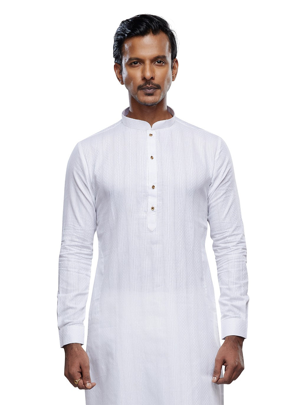 Printed Art Silk Off White Kurta Pyjama - M6759