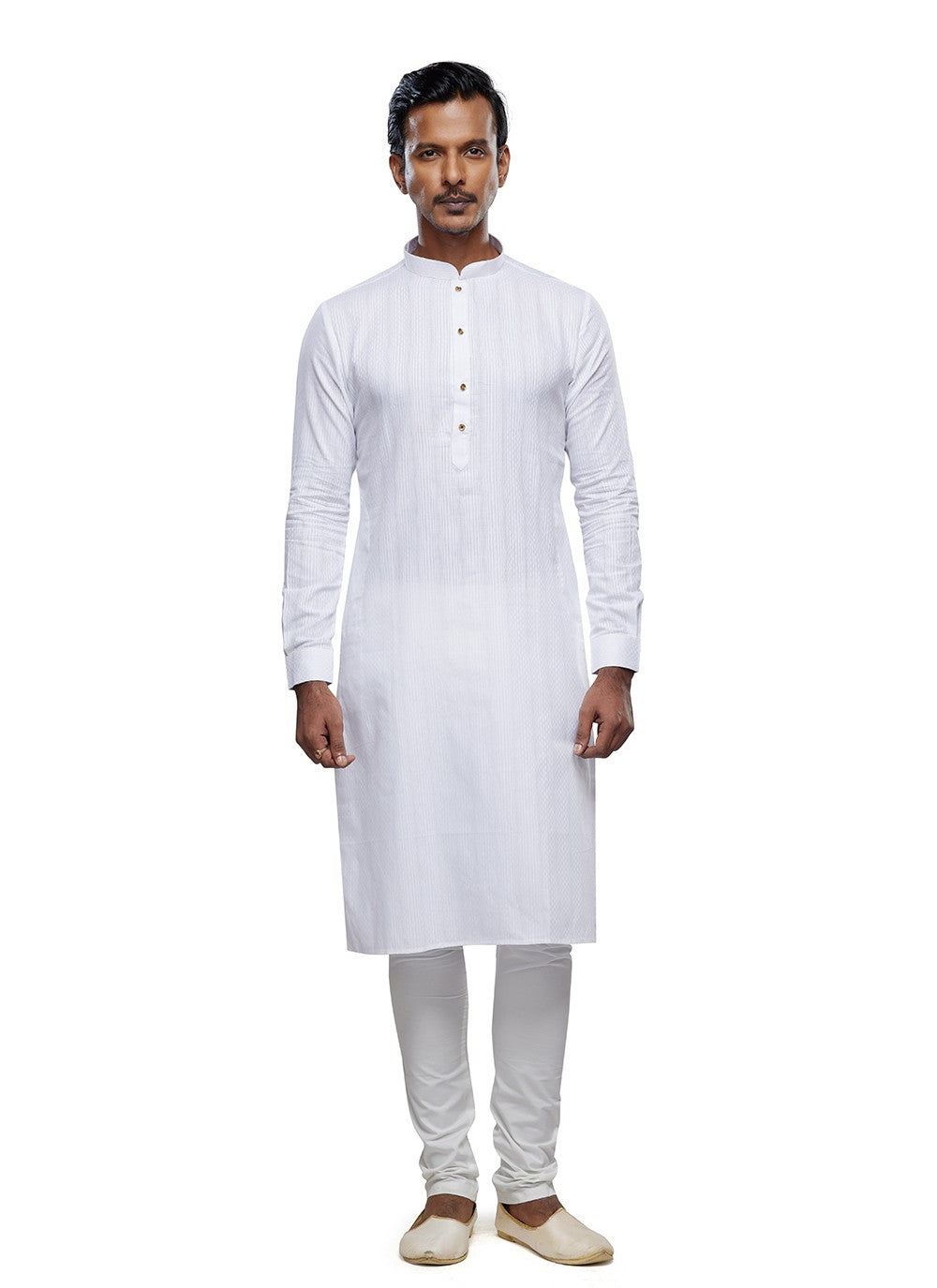 Printed Art Silk Off White Kurta Pyjama - M6759