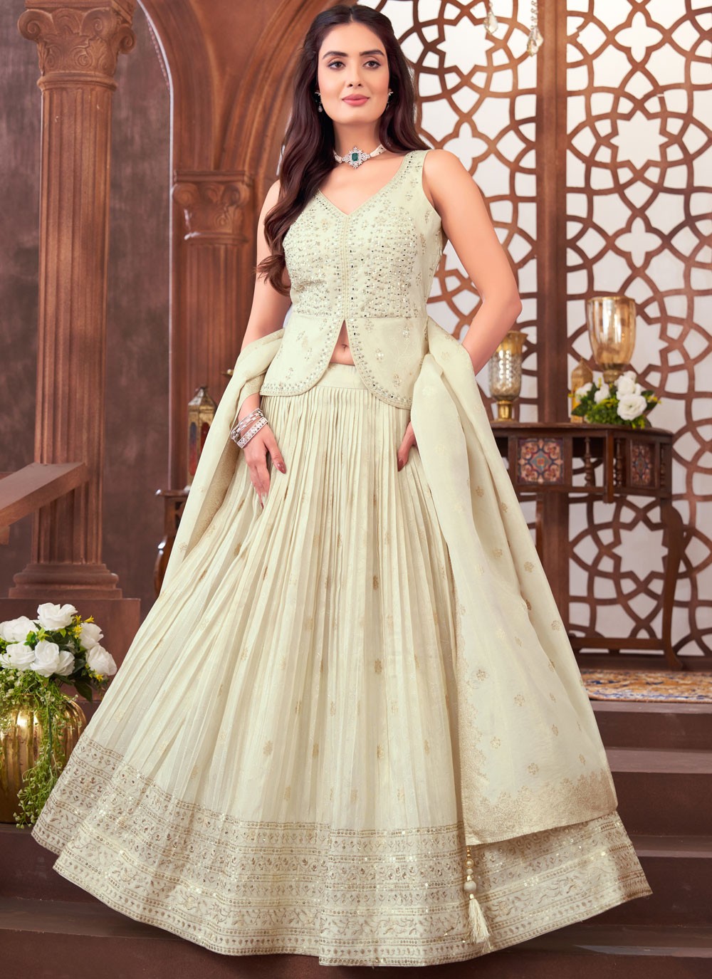 Weaving Zari Silk Readymade Lehenga Choli - L3016