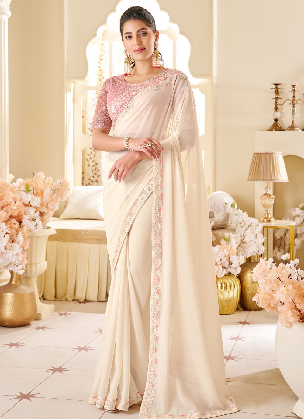 Embroidered, Sequins Shimmer Georgette Saree - S11897