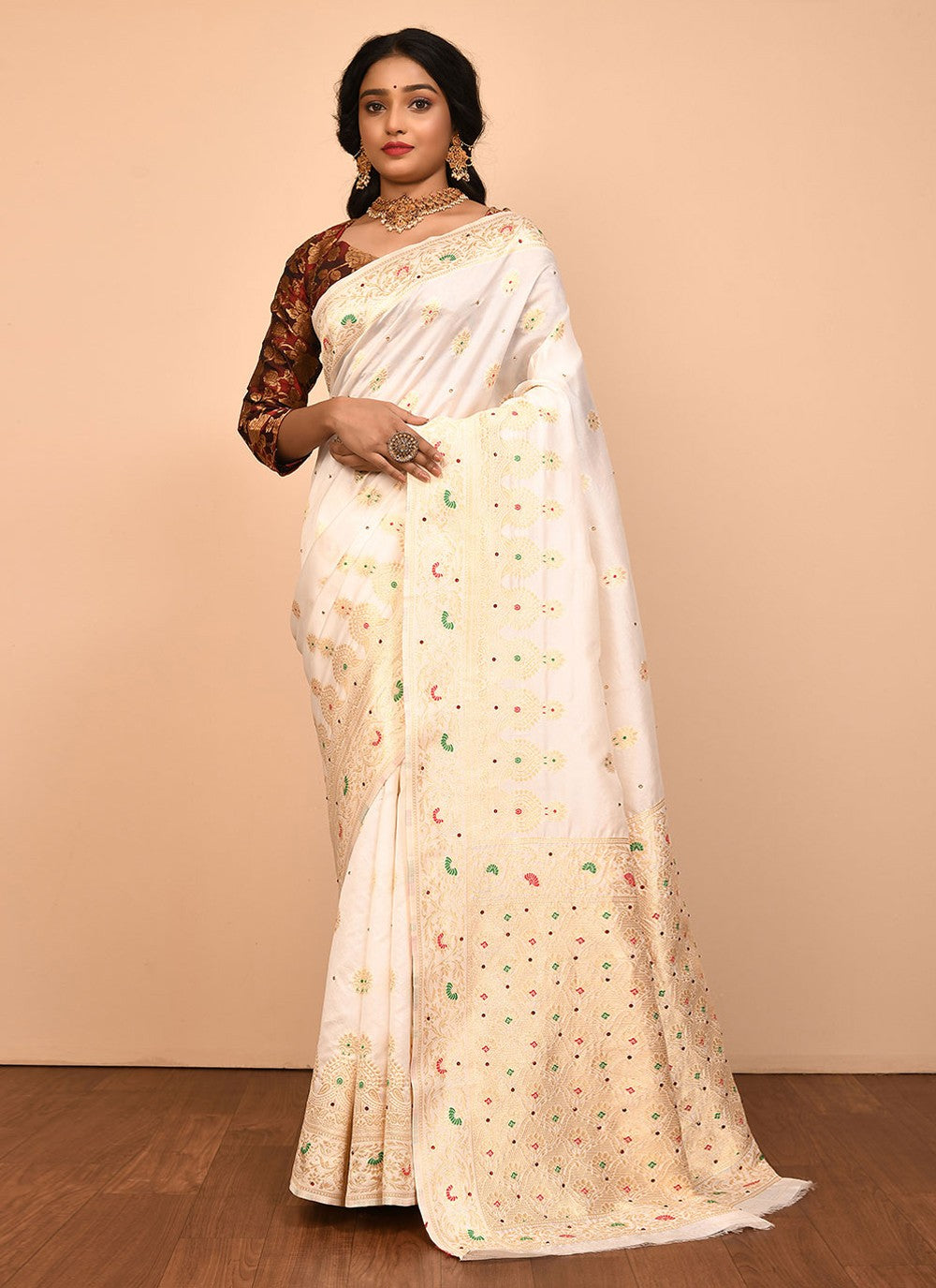 Traditional Embroidered Silk Saree - S1557