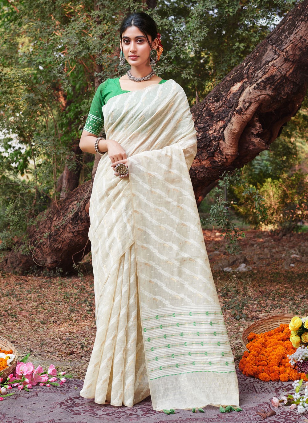 Traditional Thread Cotton Saree - S5941