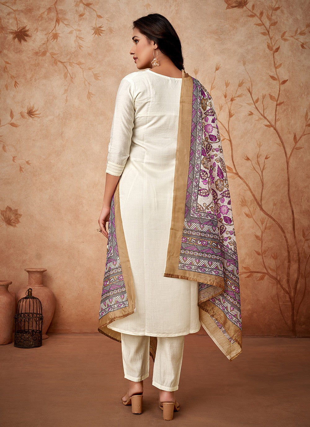 Chanderi , Viscose Pant Style Suit - T3187