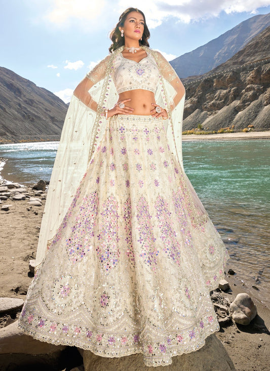 Cut Work Net A - Line Lehenga - L1306