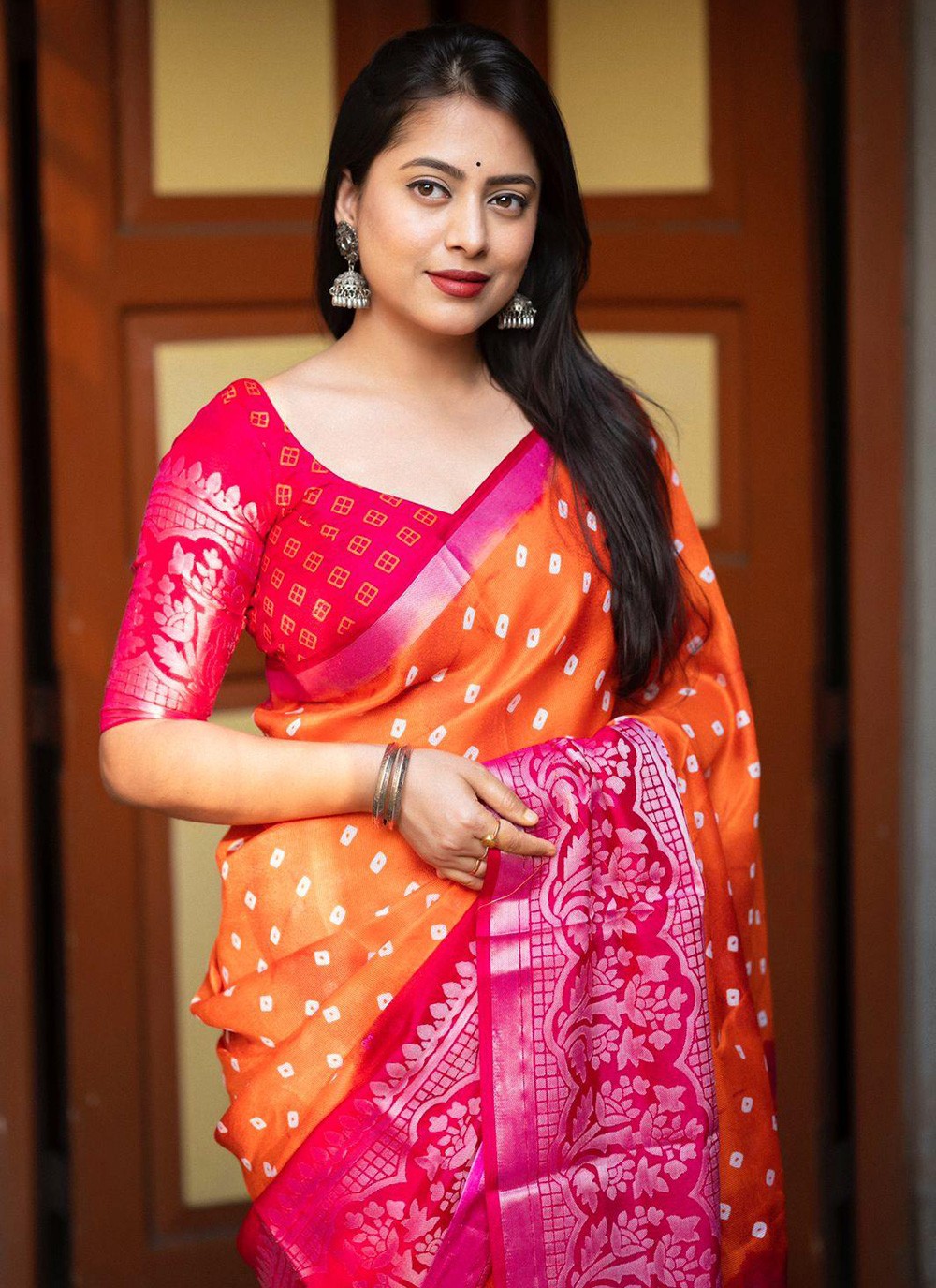 Classic Printed Cotton , Crepe Silk Saree - S5825