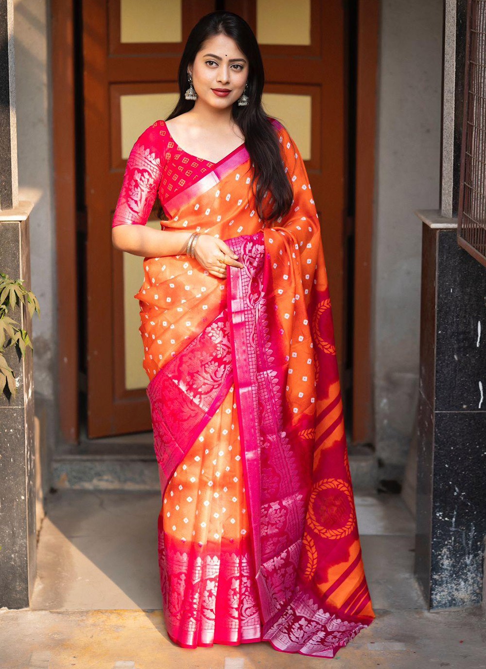 Classic Printed Cotton , Crepe Silk Saree - S5825