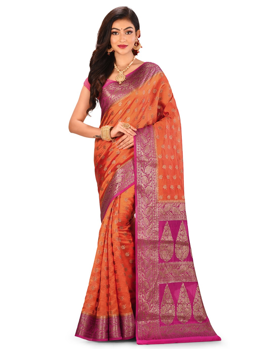 Contemporary Weaving Zari Banarasi Silk Saree - S0376