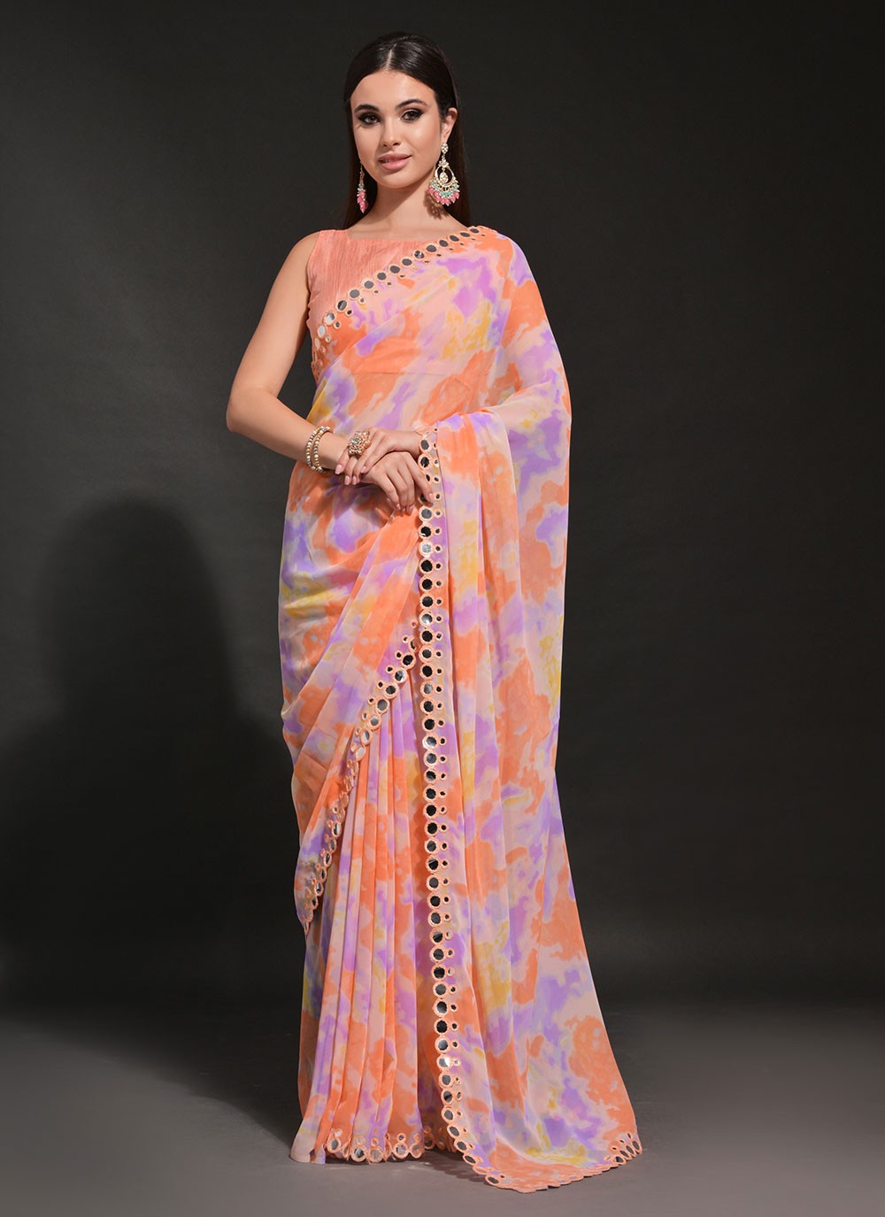 Classic Mirror Georgette Saree - S6729