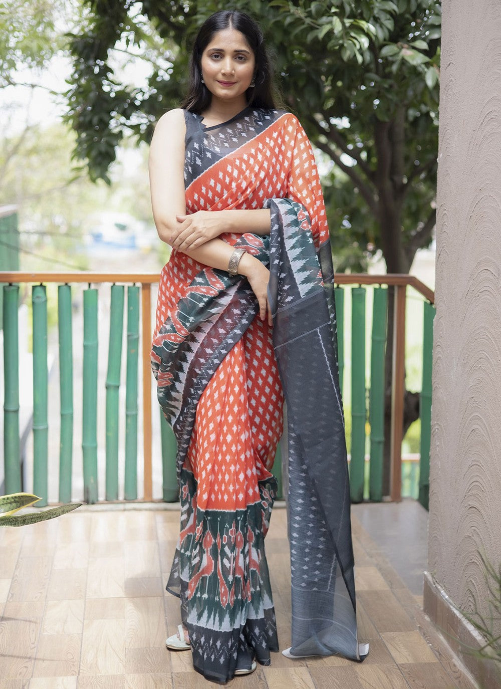 Classic Digital Print Cotton Saree - S2201