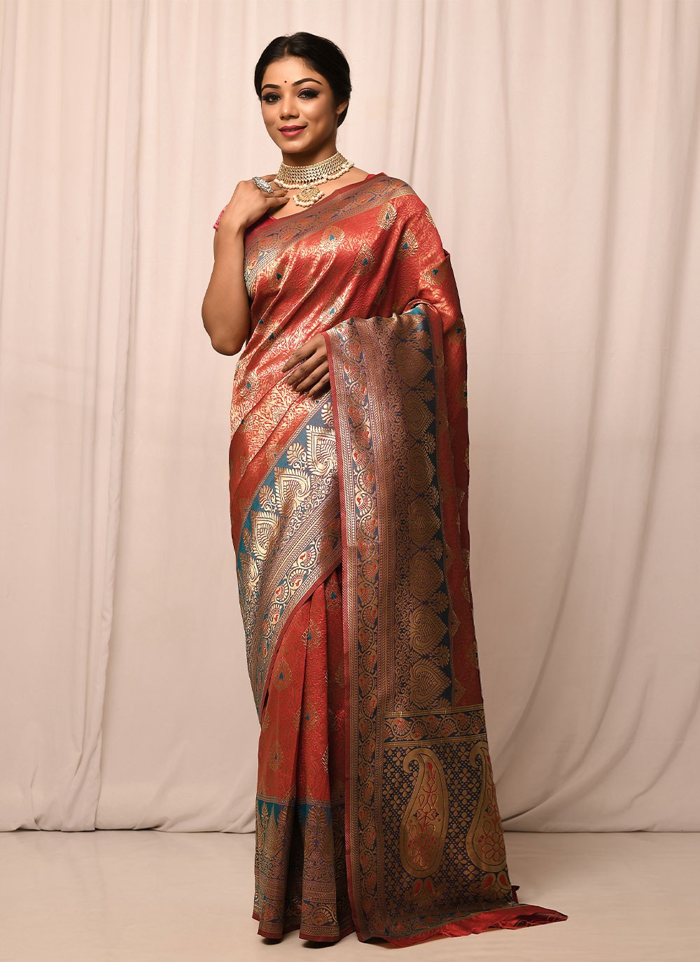 Traditional Embroidered Silk Saree - S1557