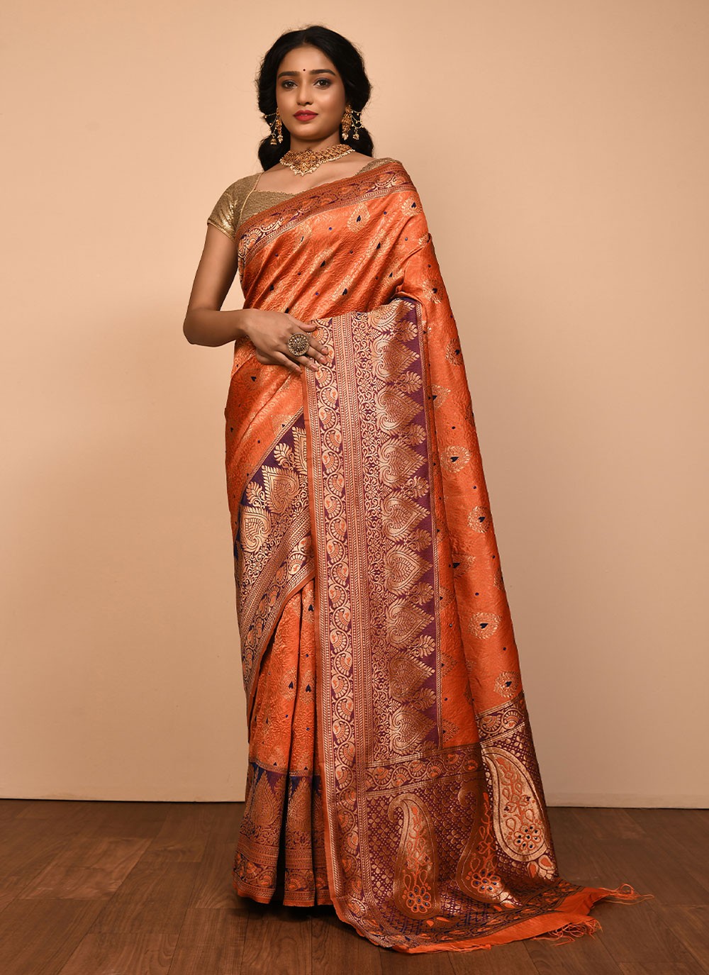 Traditional Embroidered Silk Saree - S1557