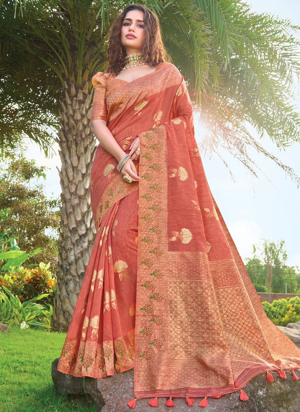 Traditional Embroidered Silk Saree - S1061